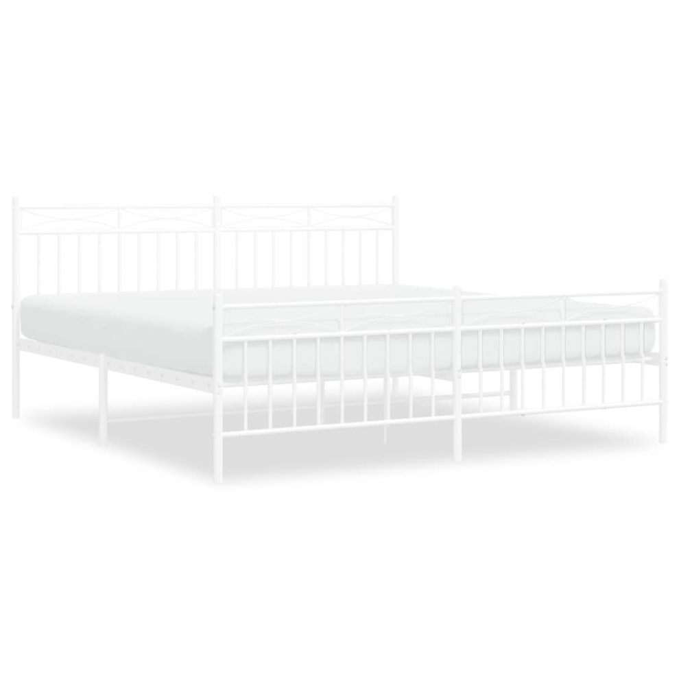 (white, 183x213 cm/with headboard & footboard) vidaXL Metal Bed Frame with Headboard Mattress Foundation Black 90x200 cm