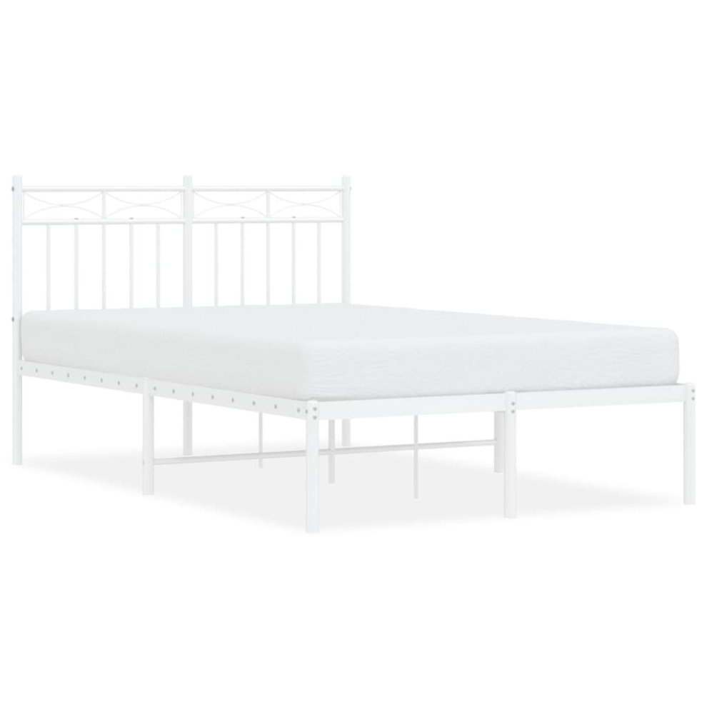 (white, 120x190 cm/with headboard) vidaXL Metal Bed Frame with Headboard Mattress Foundation Black 90x200 cm