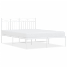 (white, 140x200 cm/with headboard) vidaXL Metal Bed Frame Home Bedroom Bed Base Mattress Foundation Bedstead