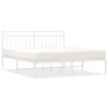 (white, 150x200 cm/with headboard) vidaXL Metal Bed Frame Home Bedroom Bed Base Mattress Foundation Bedstead