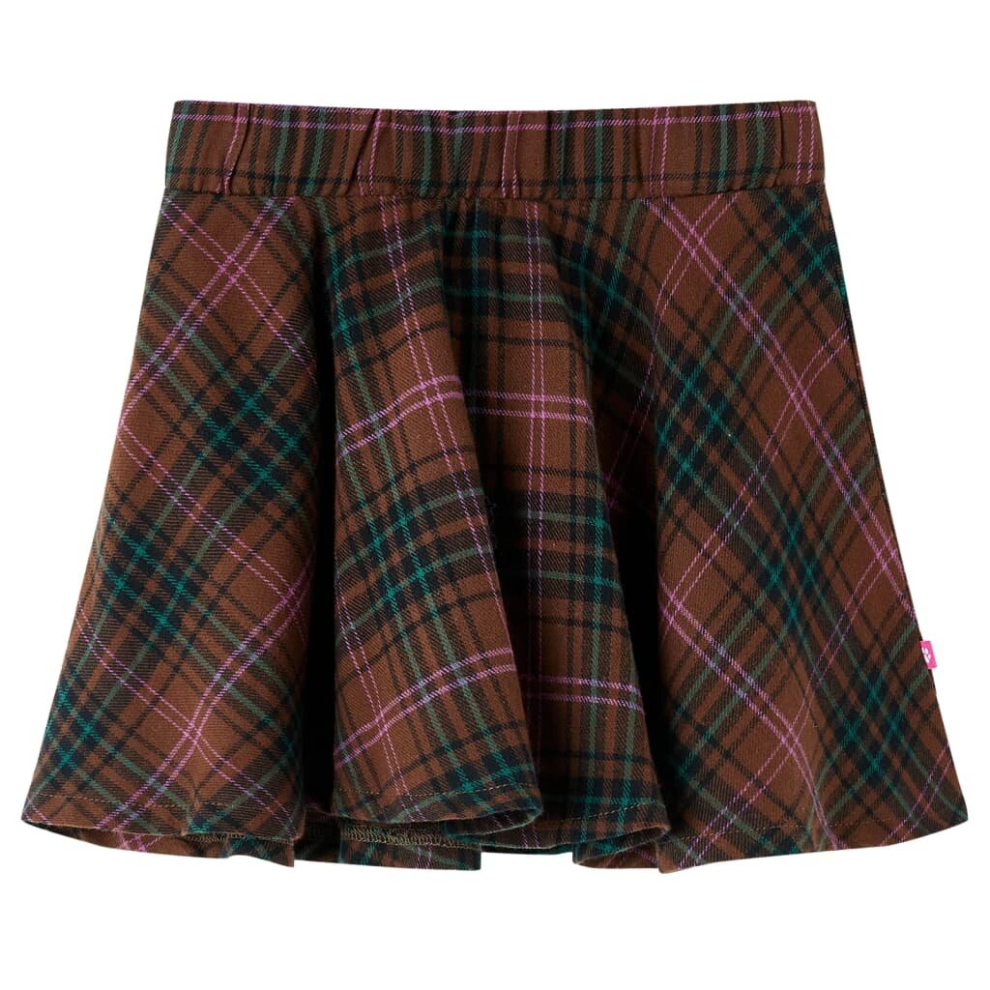 Vidaxl (104) Kids' Skirt Girls Skater Skirt Toddler School Short Skirt Plaid Pattern Cognac