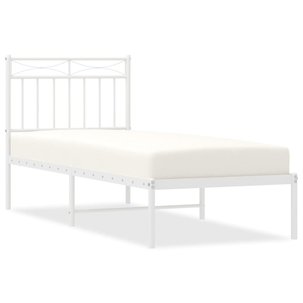 (white, 80x200 cm/with headboard) vidaXL Metal Bed Frame With Headboard Mattress Foundation Black 90x200 Cm