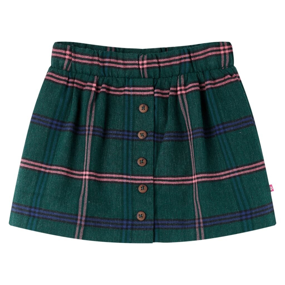 (140) Kids' Skirt Girl's Skater Skirt Kids Short Skirt Plaid Pattern Dark Green