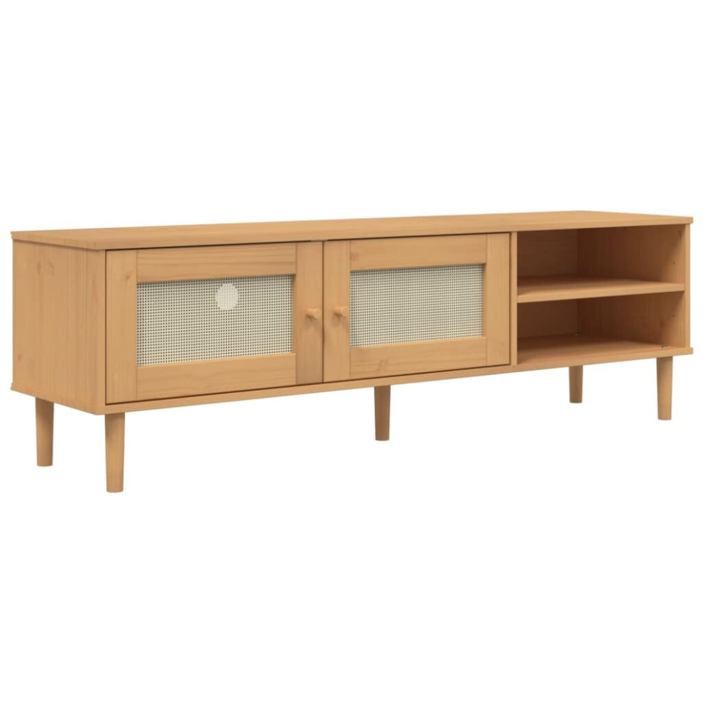 (brown) vidaXL TV Cabinet TV Unit TV Stand SENJA Rattan Look Brown Solid Wood Pine