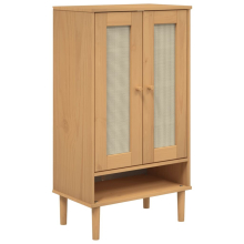 (brown) vidaXL Shoe Cabinet Shoe Storage Shelf Cupboard SENJA Rattan Look Solid Wood