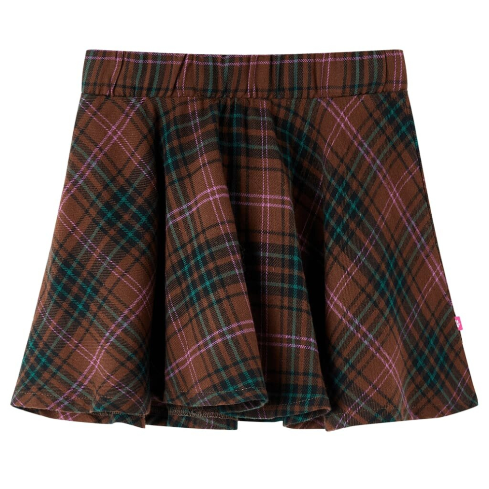 (92) Kids' Skirt Girls Skater Skirt Toddler School Short Skirt Plaid Pattern Cognac