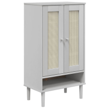 (white) vidaXL Shoe Cabinet Shoe Storage Shelf Cupboard SENJA Rattan Look Solid Wood