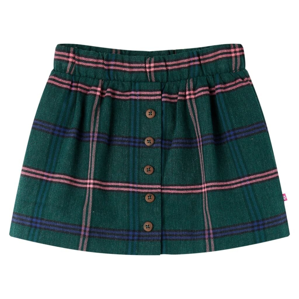 (116) Kids' Skirt Girl's Skater Skirt Kids Short Skirt Plaid Pattern Dark Green