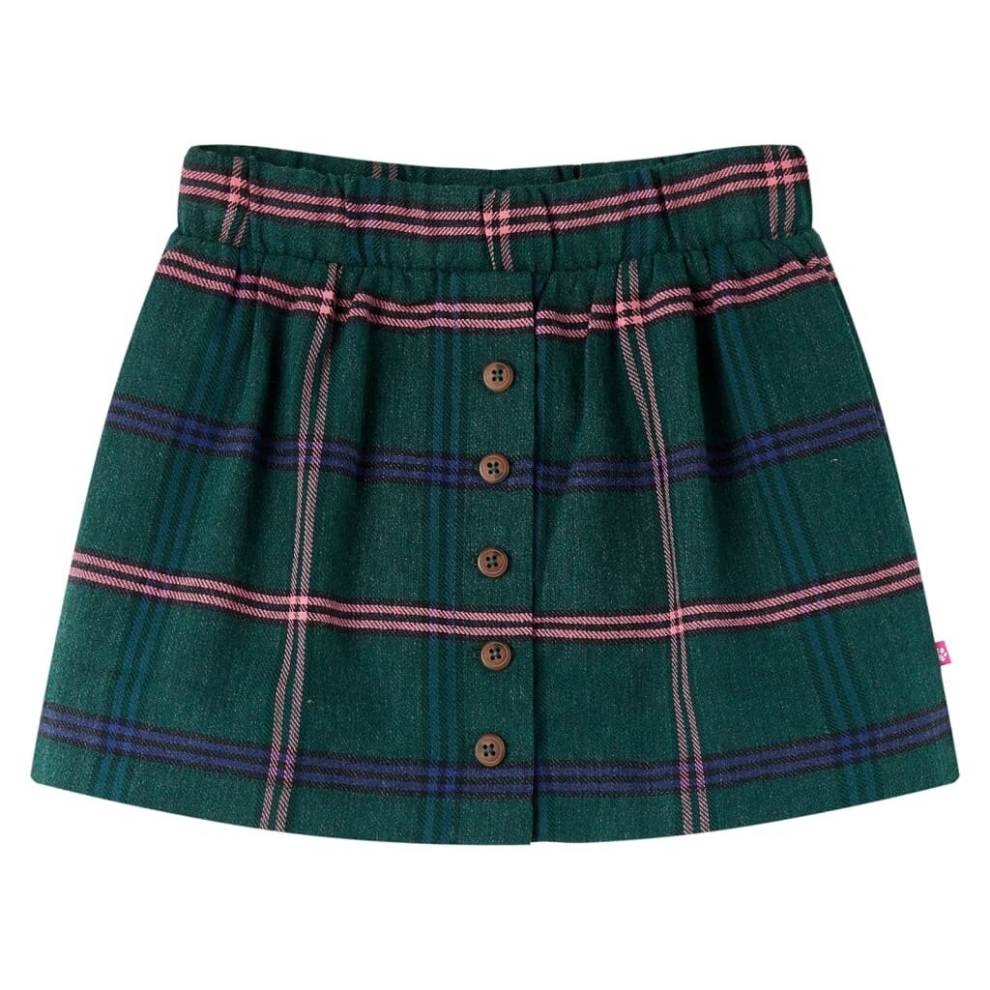 (128) Kids' Skirt Girl's Skater Skirt Kids Short Skirt Plaid Pattern Dark Green