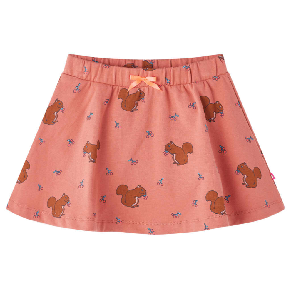 (128) Kids' Skirt Girl's Skater Skirt Kids Short Skirt Squirrels Print Old Rose