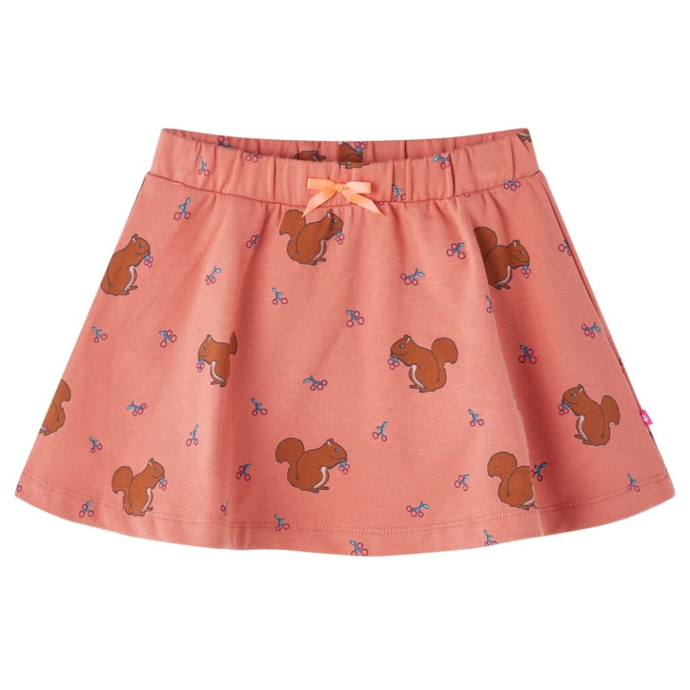 (116) Kids' Skirt Girl's Skater Skirt Kids Short Skirt Squirrels Print Old Rose