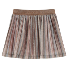 (104) Kids' Pleated Skirt with Glitters Girls' Shrot Skater Skirt Brown and Pink