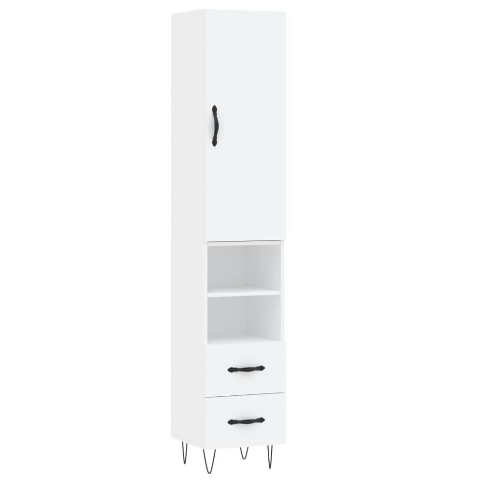 Vidaxl (White, 2 Drawers 2 Shelves) Highboard Sideboard Storage Cabinet Home Side Cabinet Engineered Wood