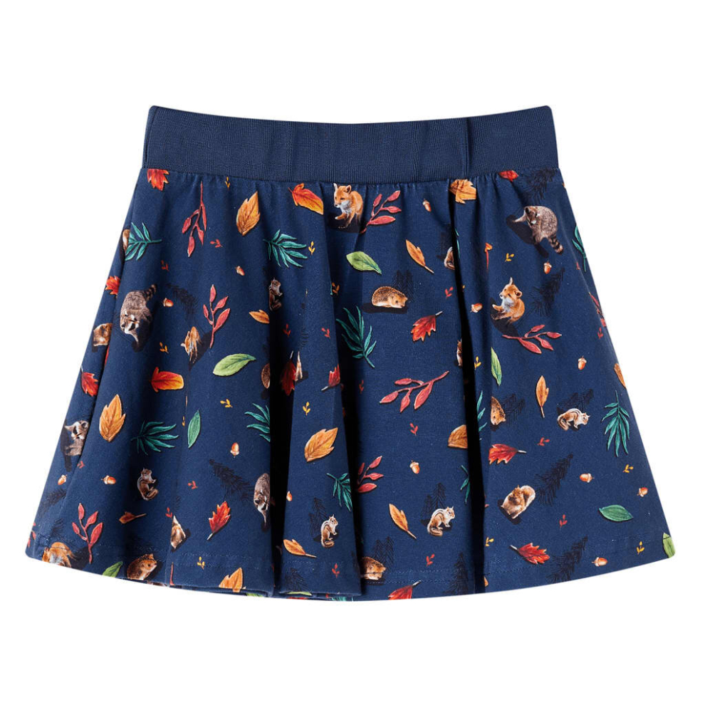 (140) Kids' Skirt Children's Skater Skirt Children Short Skirt Animals Print Navy