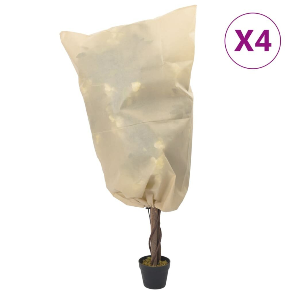 (beige, 0.8 x 0.8 m/ 4 pcs) vidaXL Plant Fleece Covers with Drawstring Garden Frost Protection 70 g/mÃÂ²