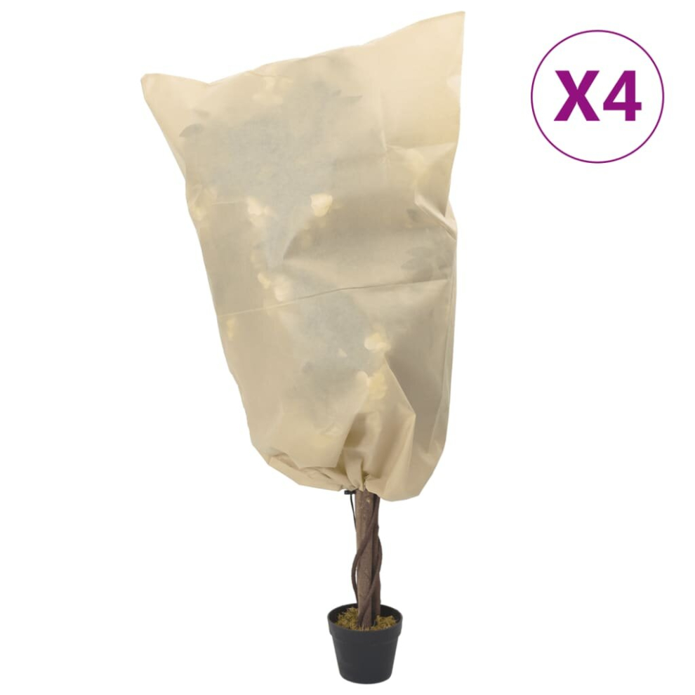 (beige, 0.8 x 1 m/ 4 pcs) vidaXL Plant Fleece Covers with Drawstring Garden Frost Protection 70 g/mÃÂ²