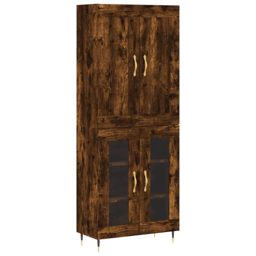 (smoked oak, 2 glass doors) vidaXL Highboard Sideboard Storage Cabinet Home Side Cabinet Engineered Wood