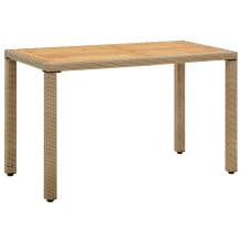 vidaXL Solid Wood Acacia Garden Table Beige Poly Rattan Outdoor Dining Table