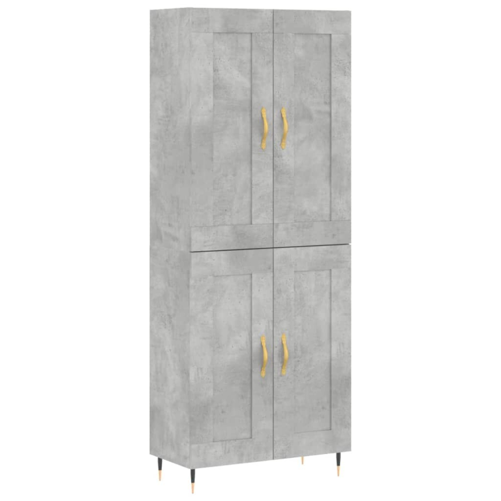Vidaxl (Concrete Grey, 2 Wood Doors) Highboard Sideboard Storage Cabinet Home Side Cabinet Engineered Wood
