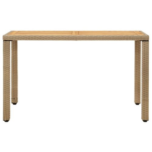 VidaXL vidaXL Solid Wood Acacia Garden Table Beige Poly Rattan Outdoor Dining Table 1