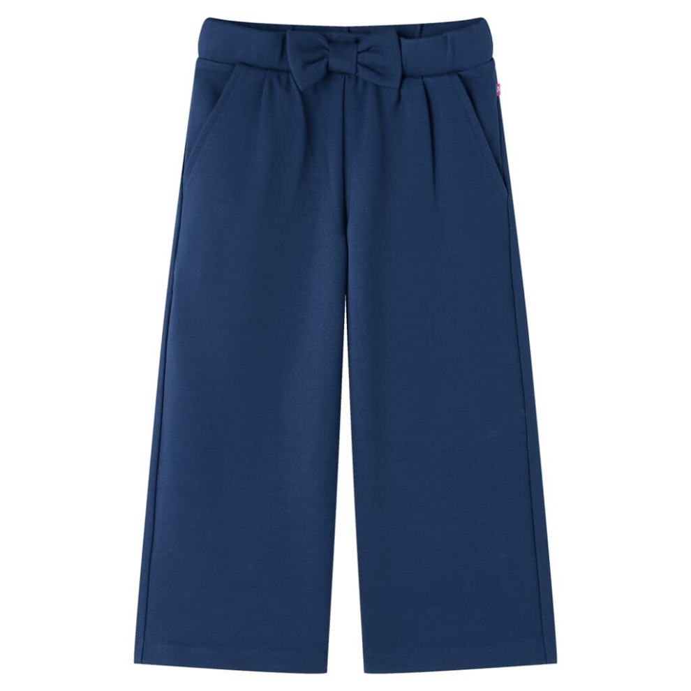 Vidaxl (128) Kids' Pants Toddler Trousers With Pockets Clothes Pants With Wide Legs Navy Blue