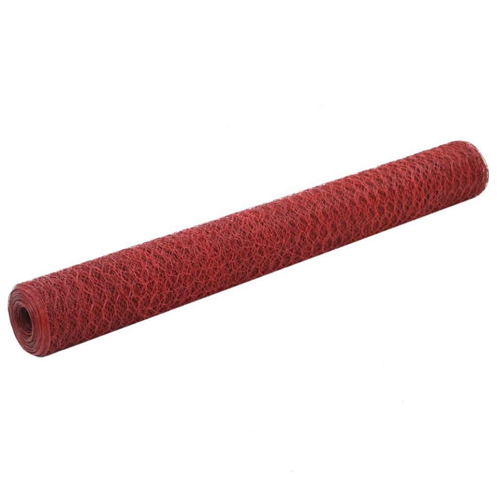 Vidaxl Red/Silver (, 1.2 M) Chicken Wire Fence Wire Mesh Roll Wire Fencing Galvanised Steel