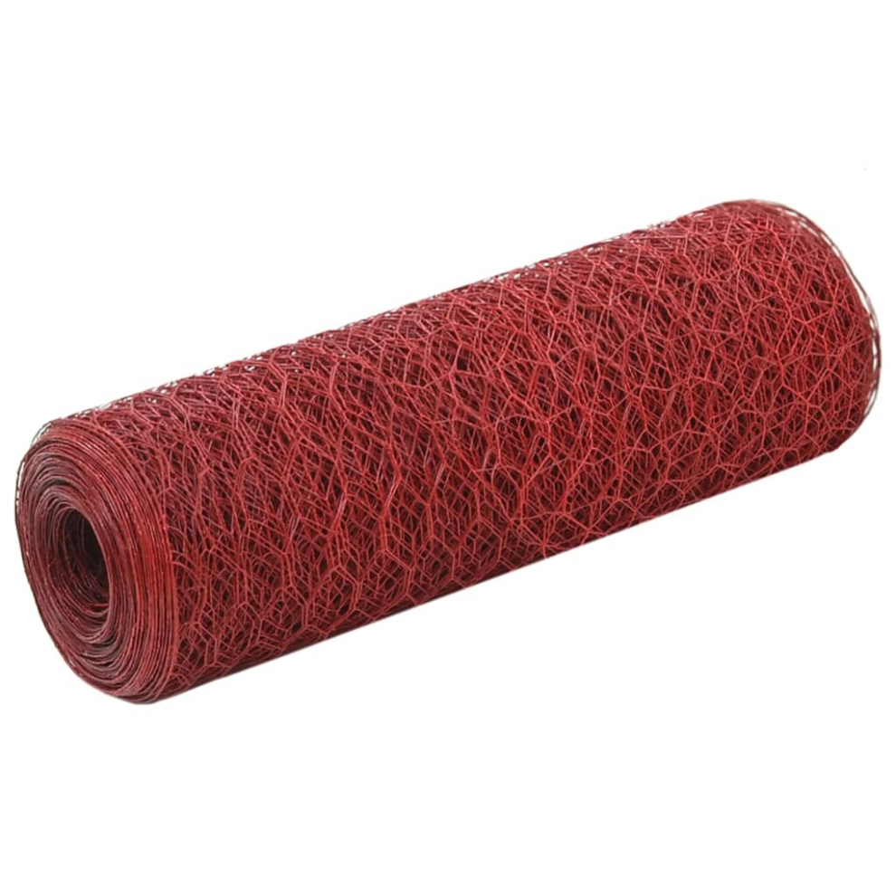 (red, 0.5 m) vidaXL Wire Netting Steel with PVC  Hexagonal Panel Multi Colours Multi Sizes