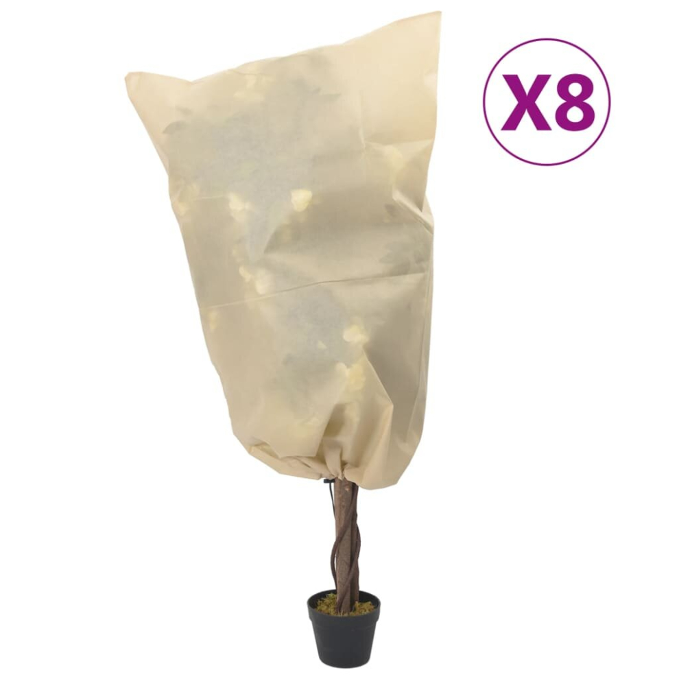 (beige, 0.8 x 1.2 m/ 8 pcs) vidaXL Plant Fleece Covers with Drawstring Garden Frost Protection 70 g/mÃÂ²