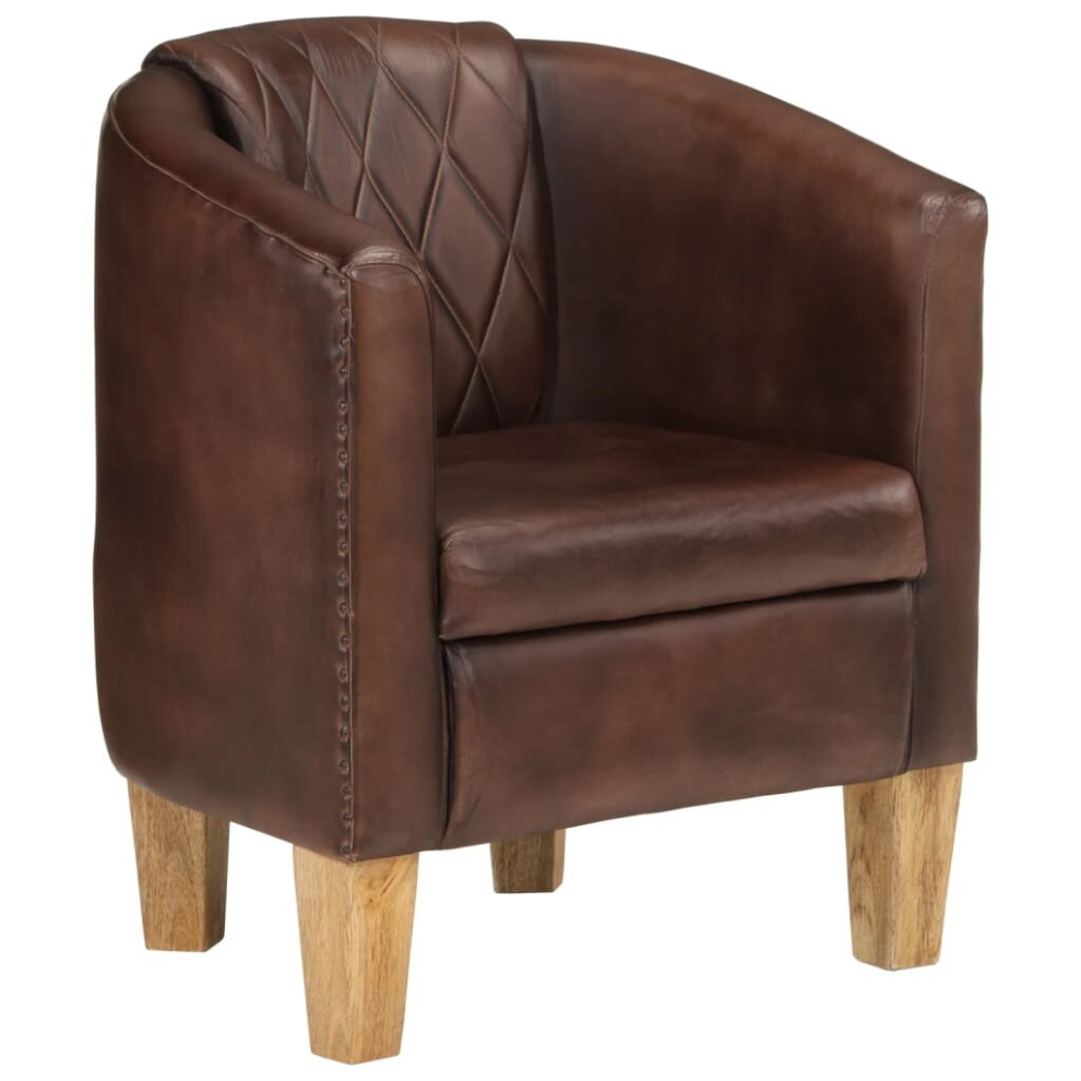 (dark brown) vidaXL Tub Chair Office Single Sofa Armchair Couch Lounge Chair Real Leather