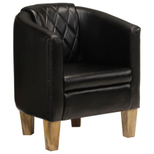 (dark black) vidaXL Tub Chair Office Single Sofa Armchair Couch Lounge Chair Real Leather