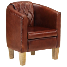 (light brown) vidaXL Tub Chair Office Single Sofa Armchair Couch Lounge Chair Real Leather
