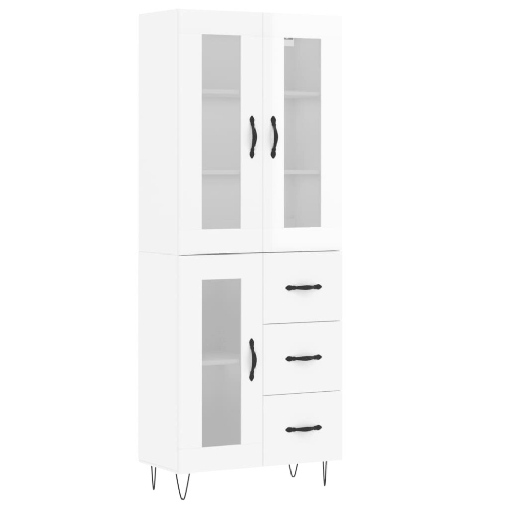 (high gloss white) vidaXL Highboard Sideboard Storage Cabinet Home Side Cabinet Engineered Wood