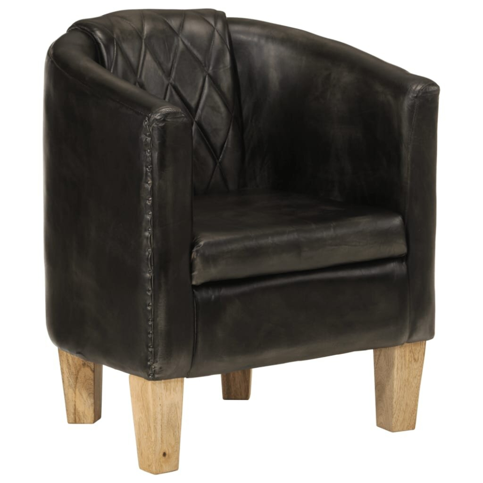 (grey) vidaXL Tub Chair Office Single Sofa Armchair Couch Lounge Chair Real Leather