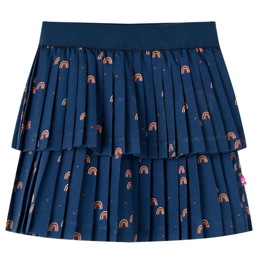 (116) Kids' Skirt Girl's Skater Skirt Kids Short Skirt Rainbows Print Navy Blue