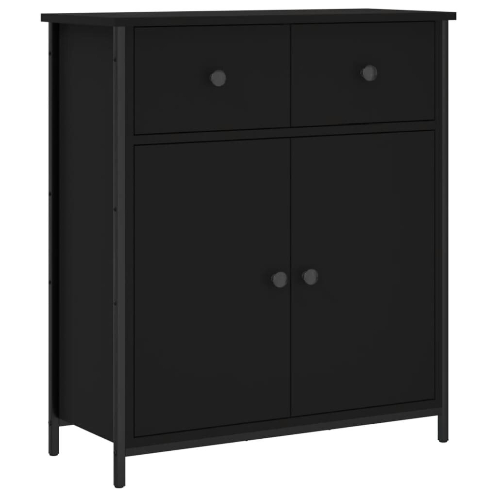 Vidaxl Black Sideboard Storage Cabinet Cupboard Highboard Engineered Wood