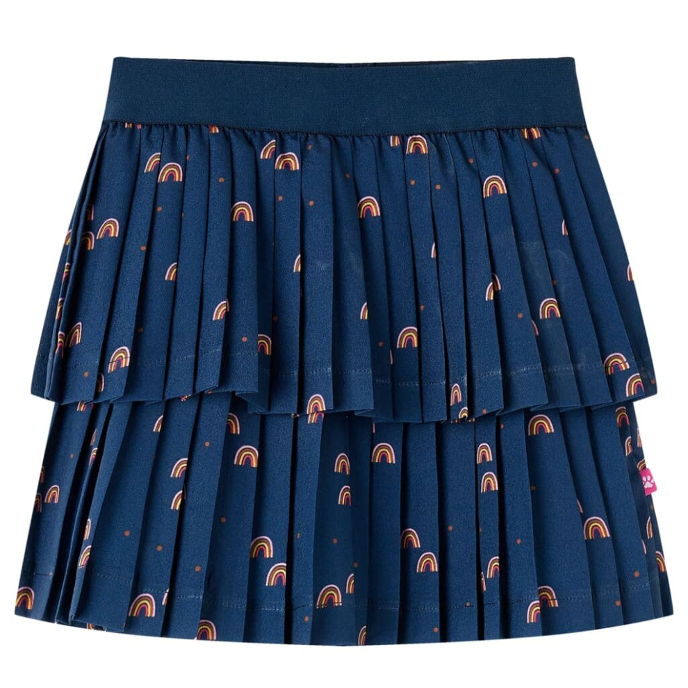 (140) Kids' Skirt Girl's Skater Skirt Kids Short Skirt Rainbows Print Navy Blue