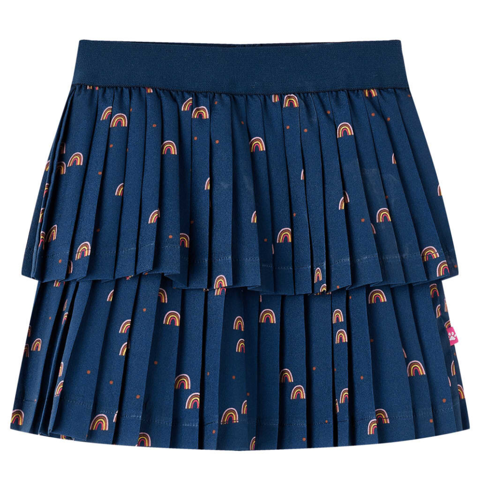 (128) Kids' Skirt Girl's Skater Skirt Kids Short Skirt Rainbows Print Navy Blue