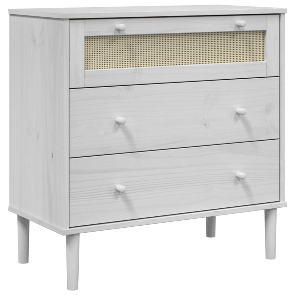 (white) vidaXL Drawer Cabinet File Drawer Chest SENJA Rattan Look Solid Wood Pine