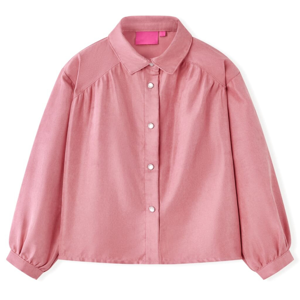 (116) Kids' Blouse with Lantern Sleeves Children Girls' Blouse Kids' Tops Old Rose