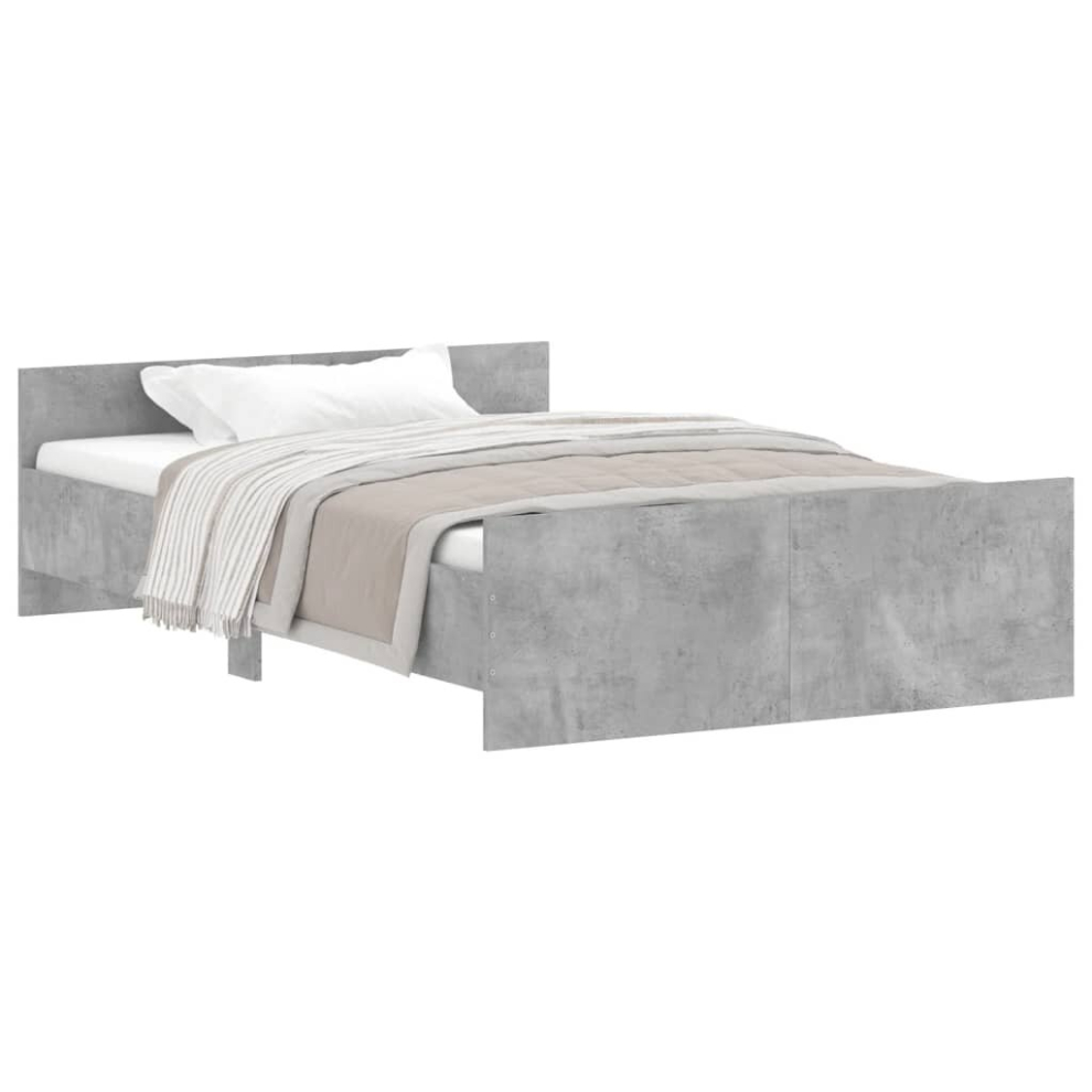 Vidaxl (Concrete Grey, 120 X 190 Cm) Bed Frame With Headboard And Footboard Mattress Foundation Bed Base