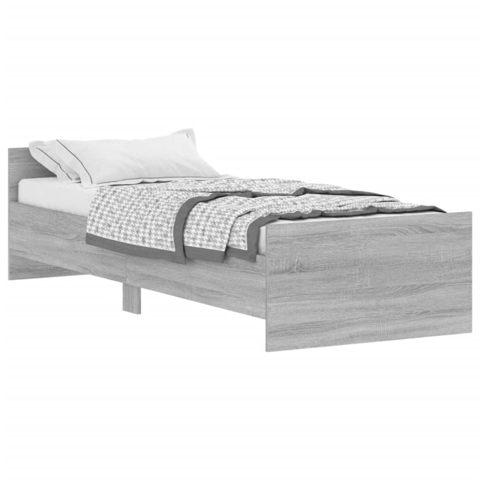 Vidaxl (Grey Sonoma, 75 X 190 Cm) Bed Frame With Headboard And Footboard Mattress Foundation Bed Base