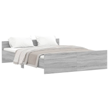 (grey sonoma, 150 x 200 cm) vidaXL Bed Frame with Headboard and Footboard Mattress Foundation Bed Base
