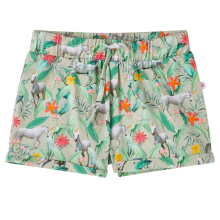 (116) Kids' Shorts with Drawstring Toddler Pants Unicorn and Plant Print Light Khaki