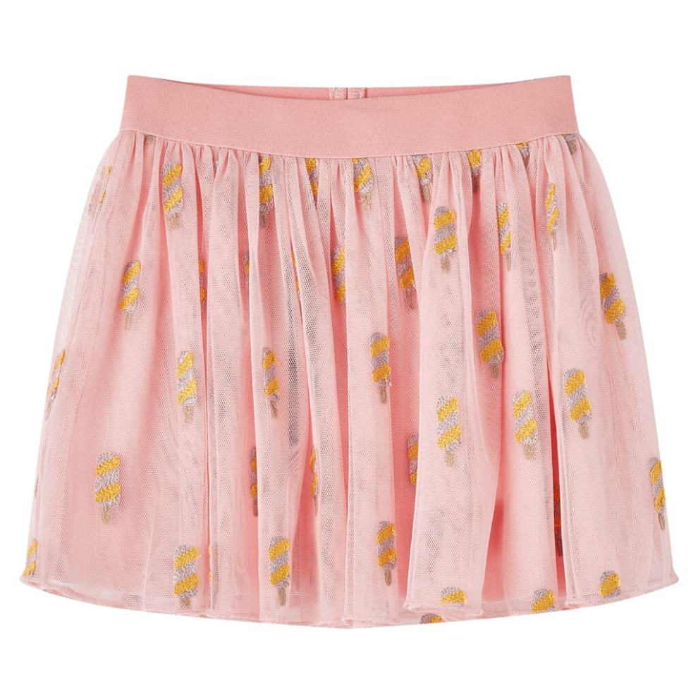 (140) Kids' Skirt with Tulle and Popsicle Embroidery Kids Girl's Skirt Light Pink