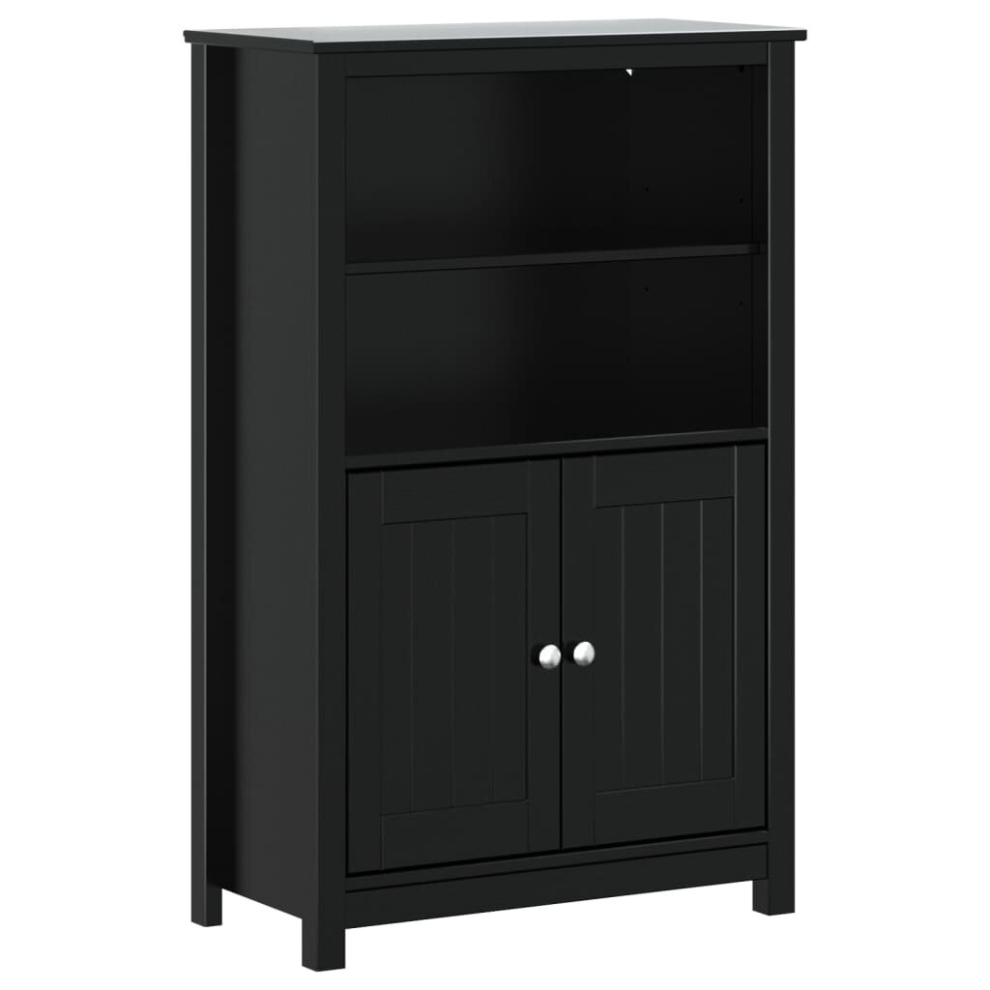 Vidaxl (Black, 69.5 X 34 X 110 Cm) Bathroom Cabinet Storage Cupboard Chest Berg White Solid Wood Pine