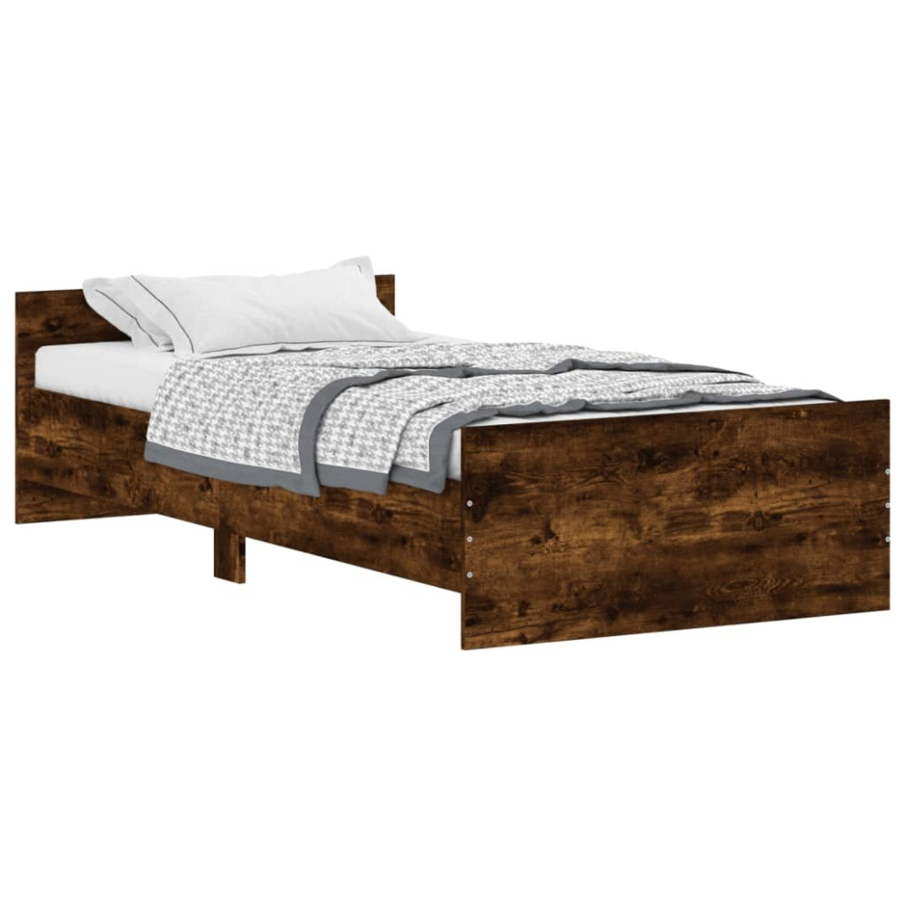 (smoked oak, 90 x 200 cm) vidaXL Bed Frame with Headboard and Footboard Bed Concrete Grey 140x200 cm