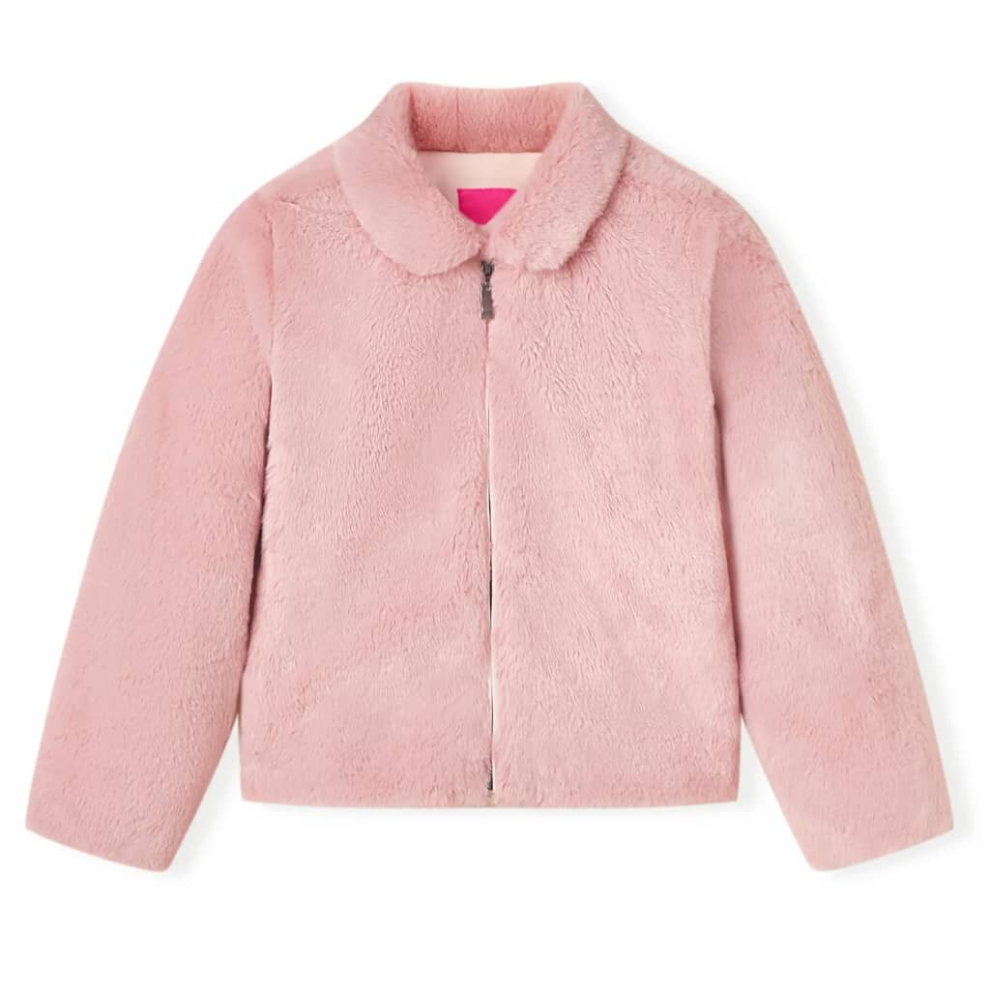 Vidaxl (, 128) Kids' Coat Long Sleeve School Children's Jacket Outwear Collar Coat Faux Fur Pink