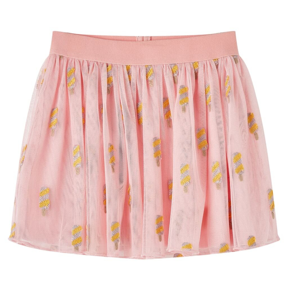 (116) Kids' Skirt with Tulle and Popsicle Embroidery Kids Girl's Skirt Light Pink