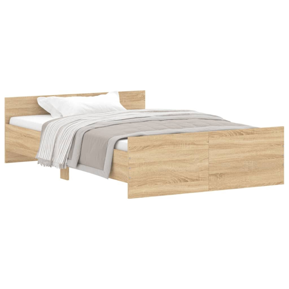 Vidaxl (Sonoma Oak, 120 X 200 Cm) Bed Frame With Headboard And Footboard Mattress Foundation Bed Base