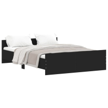 (black, 135 x 190 cm) vidaXL Bed Frame with Headboard and Footboard Mattress Foundation Bed Base
